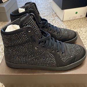 Women Gucci Black Crystals Sneakers